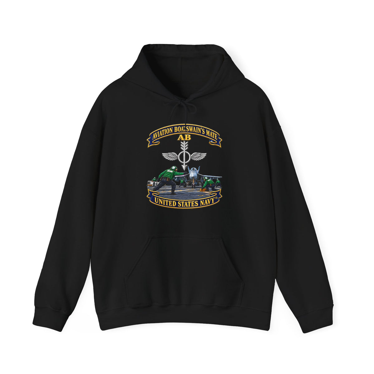 Unisex Heavy Blend™ Hoodies - Navy - Aviation Boatswains Mate Br with AC handler Scene - 3D - Enhanced
