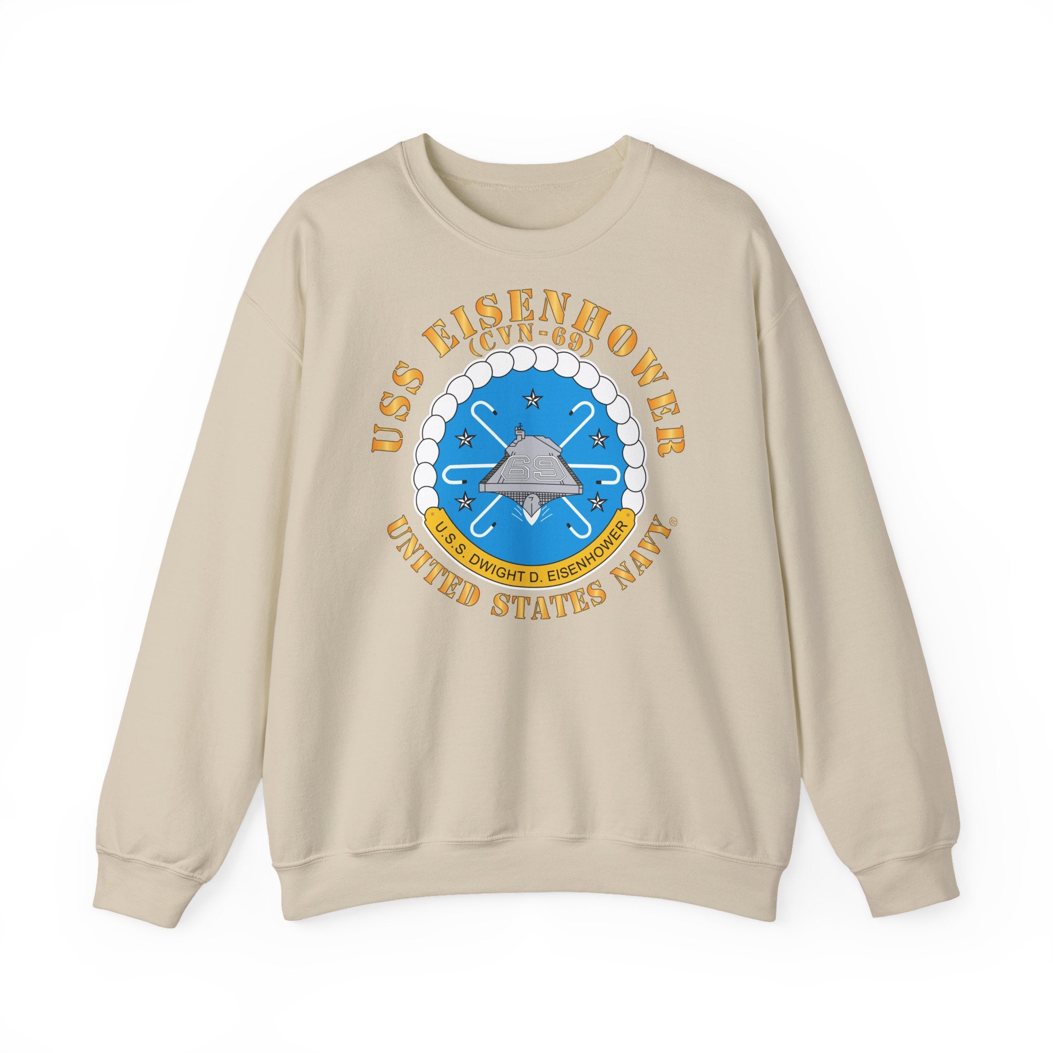 Unisex Heavy Blend™ Crewneck Sweatshirt - USS Dwight D. Eisenhower (CVN-69) Crest with Txt