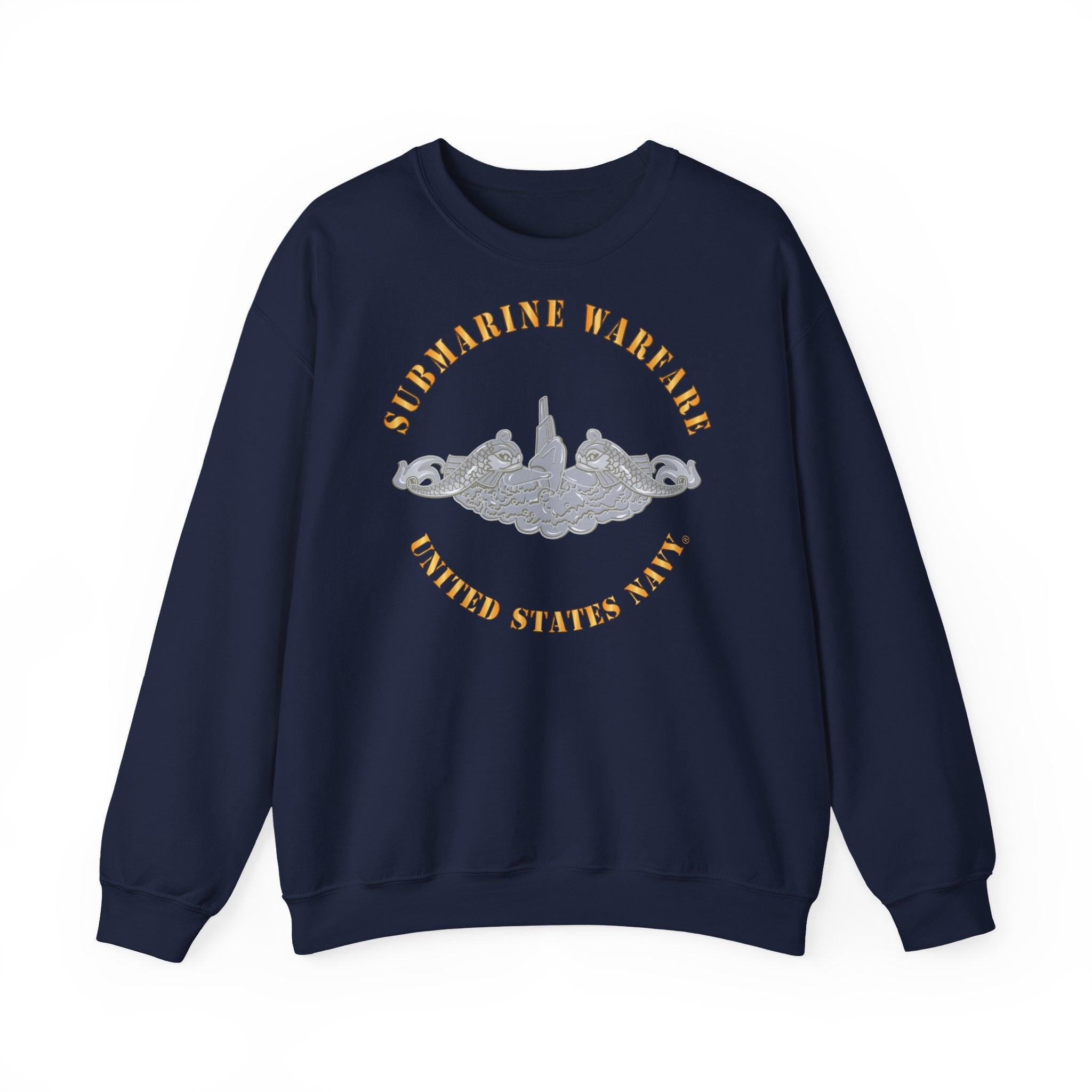Unisex Heavy Blend™ Crewneck Sweatshirt - Navy - Submarine Badge - Silver