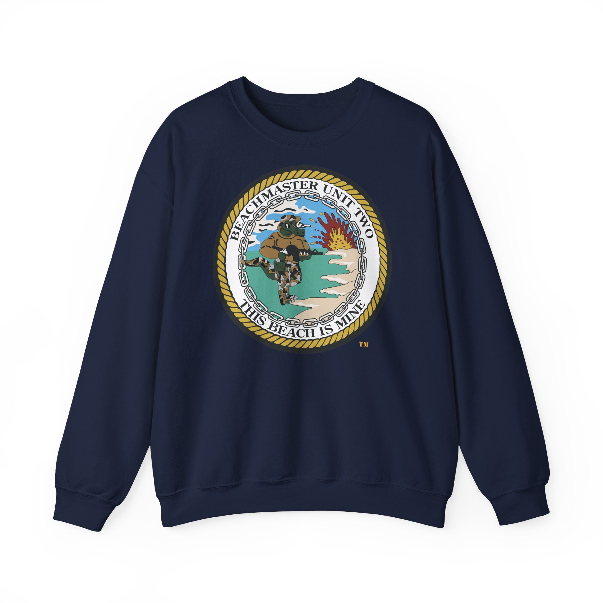 Unisex Heavy Blend™ Crewneck Sweatshirt - Navy - Beachmaster Unit Two (BMU-2) wo txt X 300