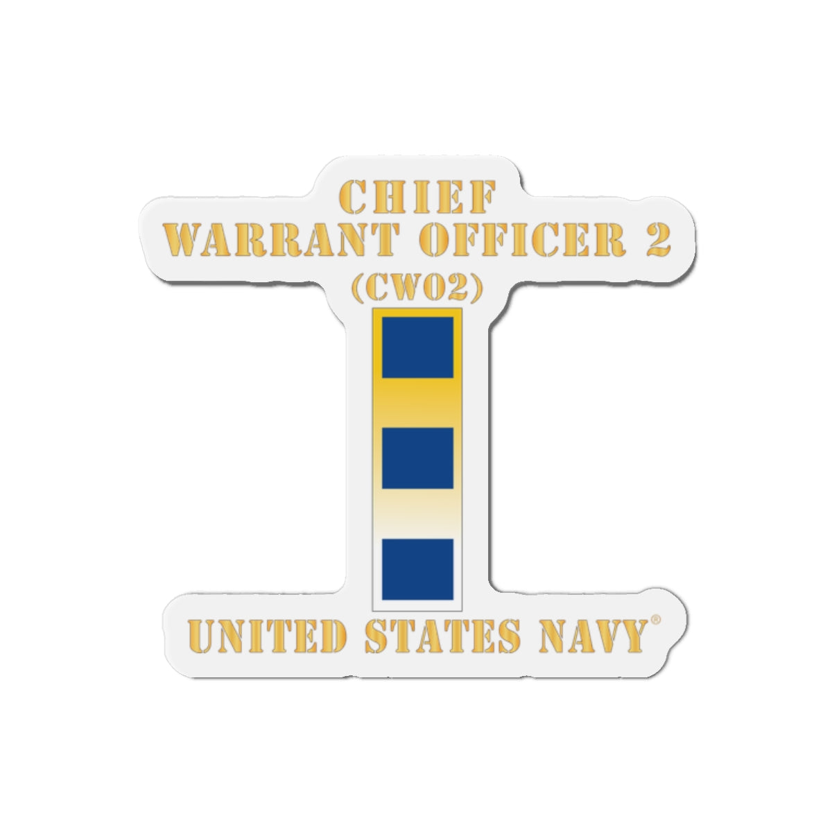 Die-Cut Magnet - Navy - Chief Warrant Officer 2 - CW02