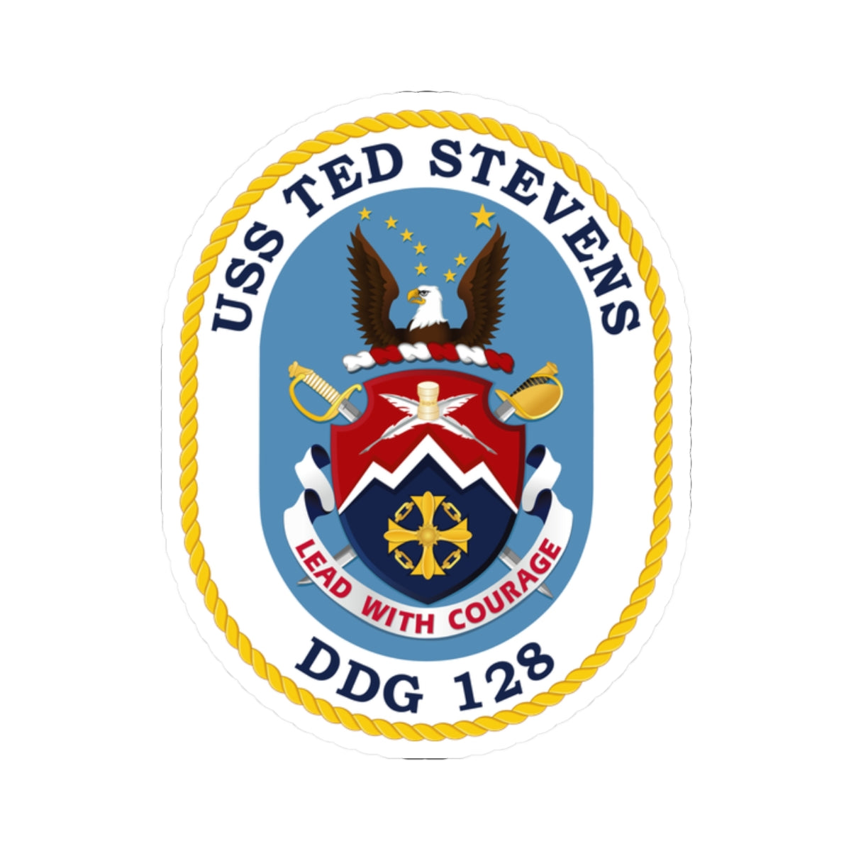 Kiss-Cut Stickers - Navy - USS Ted Stevens (DDG-128) wo txt