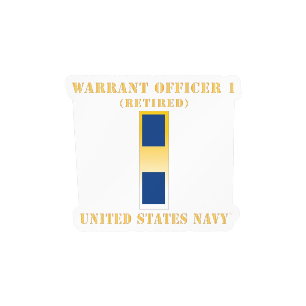 Kiss-Cut Vinyl Decal - Navy - Warrant Officer 1 - Retired