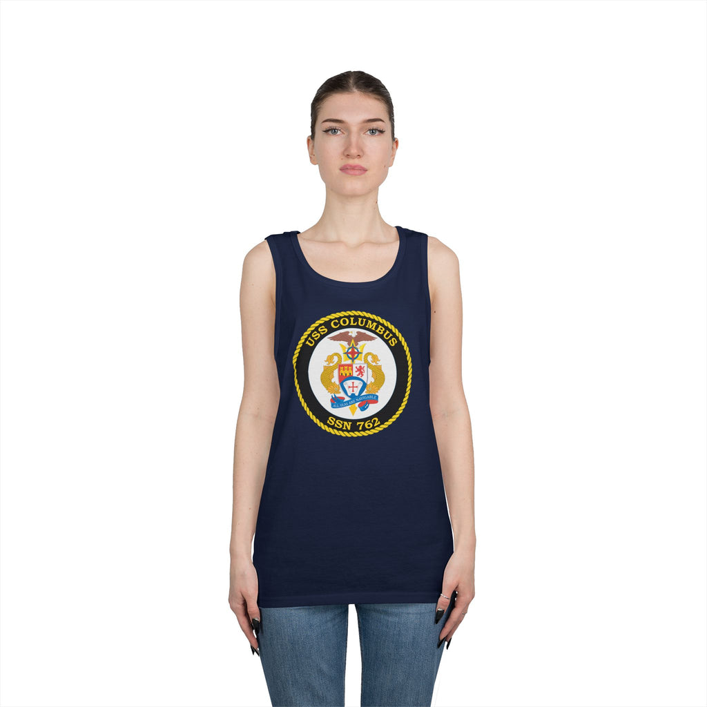 Unisex Heavy Cotton Tank Top - Navy - USS Columbus (SSN-762) wo txt