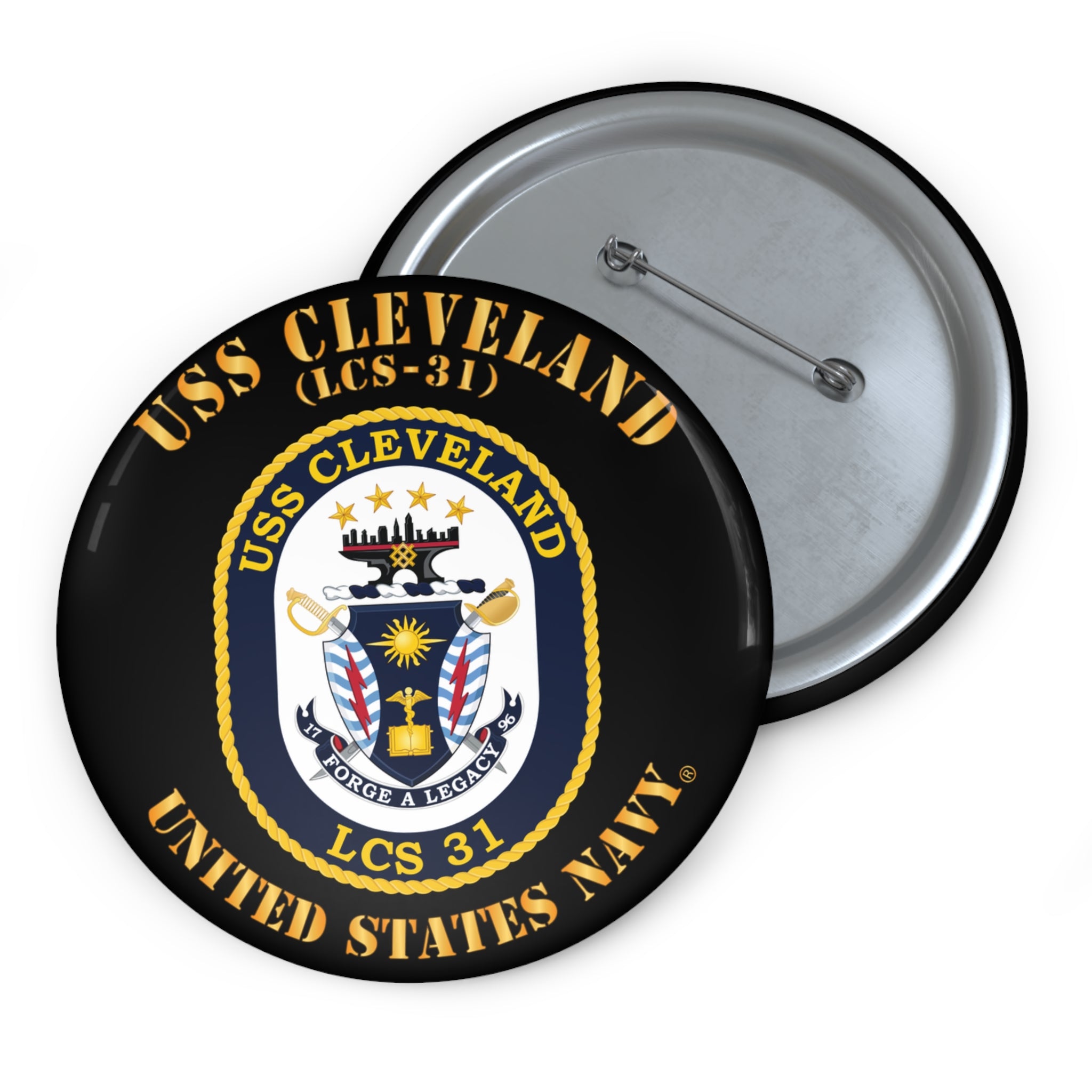 Custom Pin Button - Navy - USS Cleveland (LCS-31)