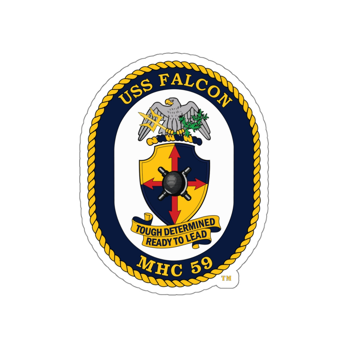 Die-Cut Vinyl Sticker - Navy - USS Falcon (MHC-59) wo txt