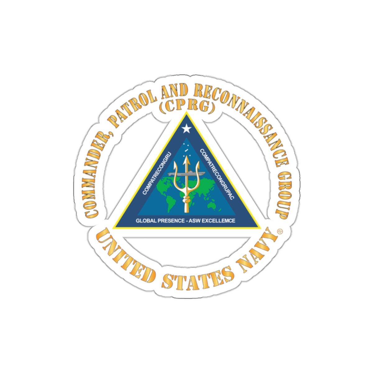 Die-Cut Vinyl Sticker - Navy - Commander, Patrol and Reconnaissance Group - CPRG X 300