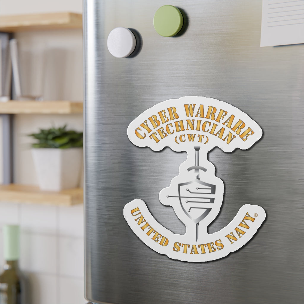 Die-Cut Magnet - Navy - Rate - Cyber Warfare Technician (CWT)