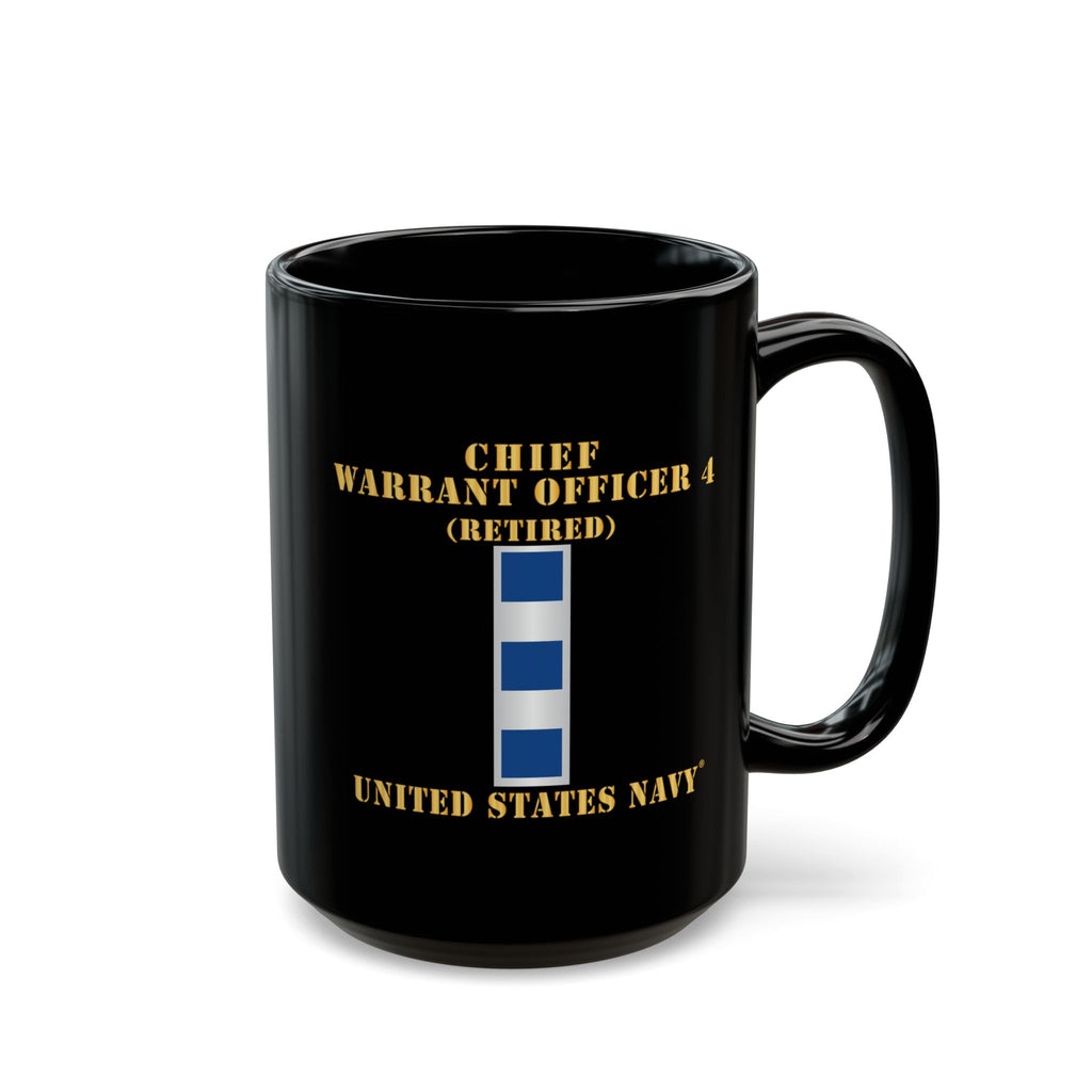 Black Mug (11oz, 15oz) - Navy - Chief Warrant Officer 4 - CW04 - Retired