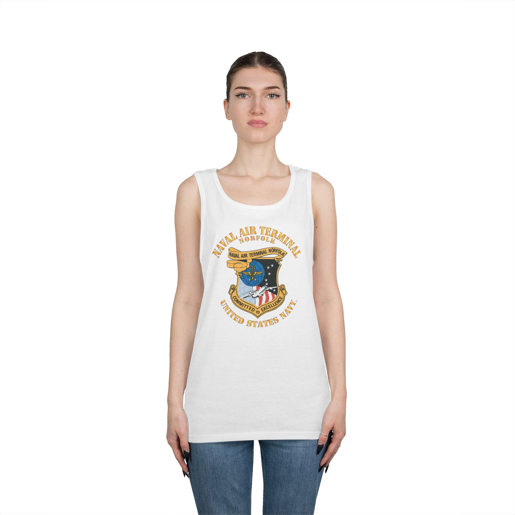 Unisex Heavy Cotton Tank Top - Navy - Naval Air Terminal Norfolk