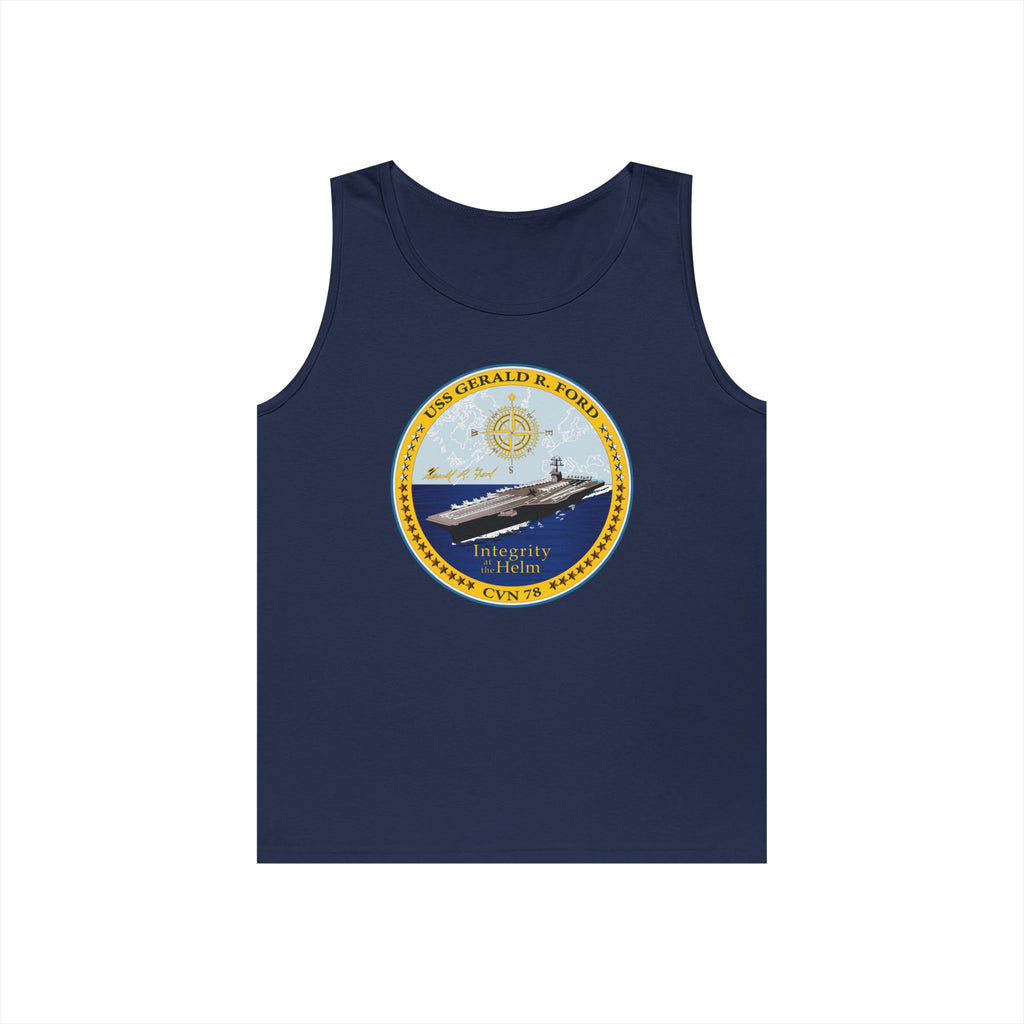 Unisex Heavy Cotton Tank Top - Navy - USS Gerald R. Ford (CVN-78) wo txt
