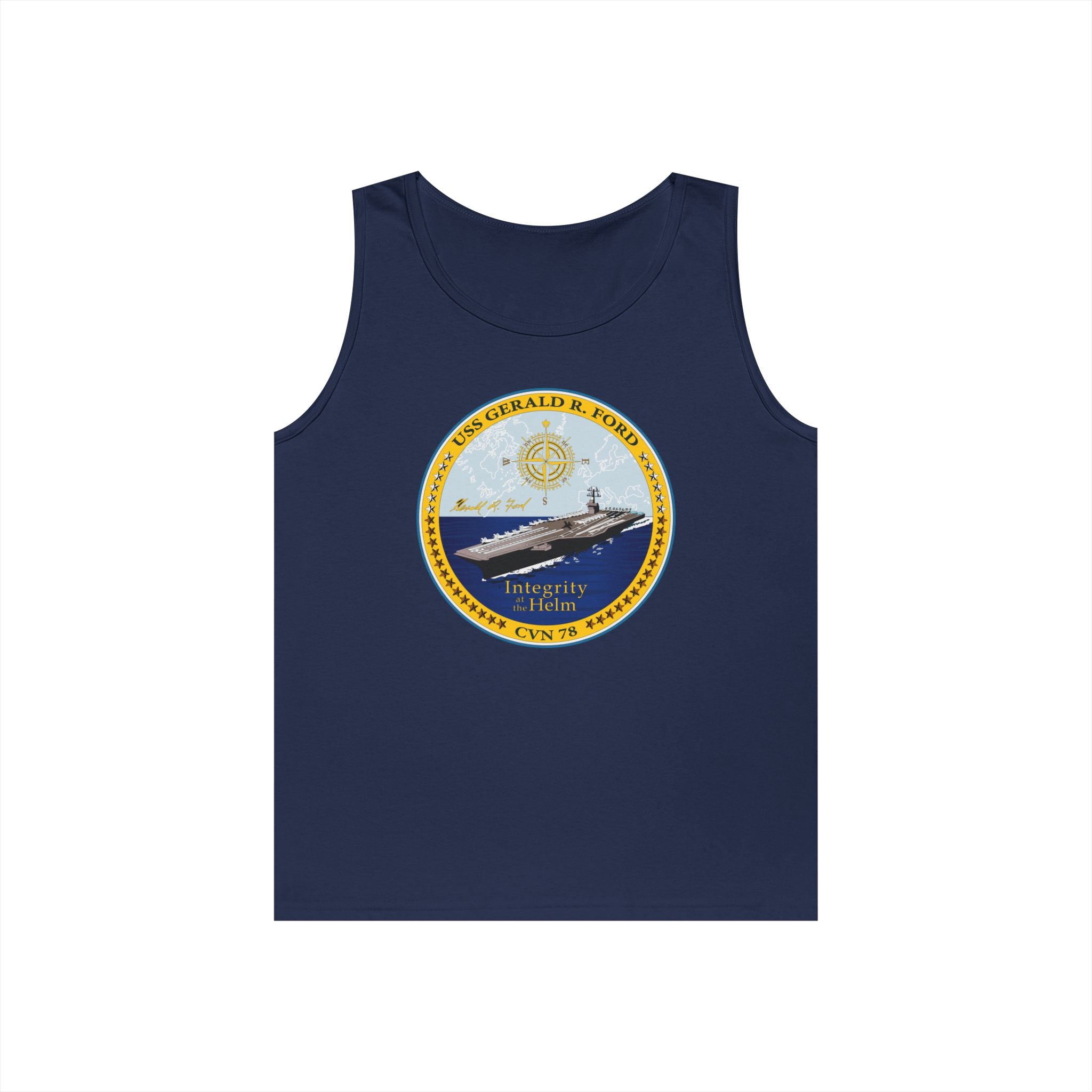 Unisex Heavy Cotton Tank Top - Navy - USS Gerald R. Ford (CVN-78) wo txt