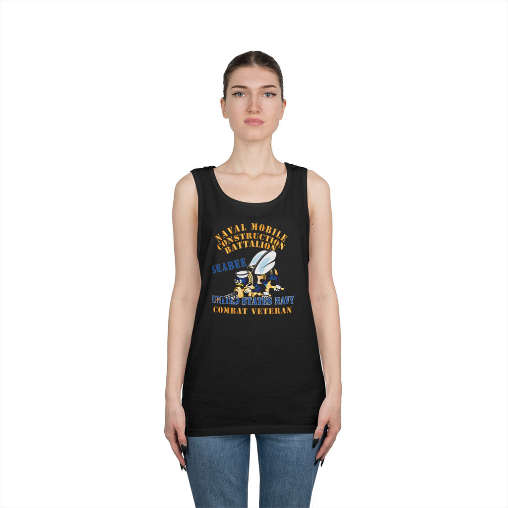 Unisex Heavy Cotton Tank Top - Navy - Seabee - Combat Veteran
