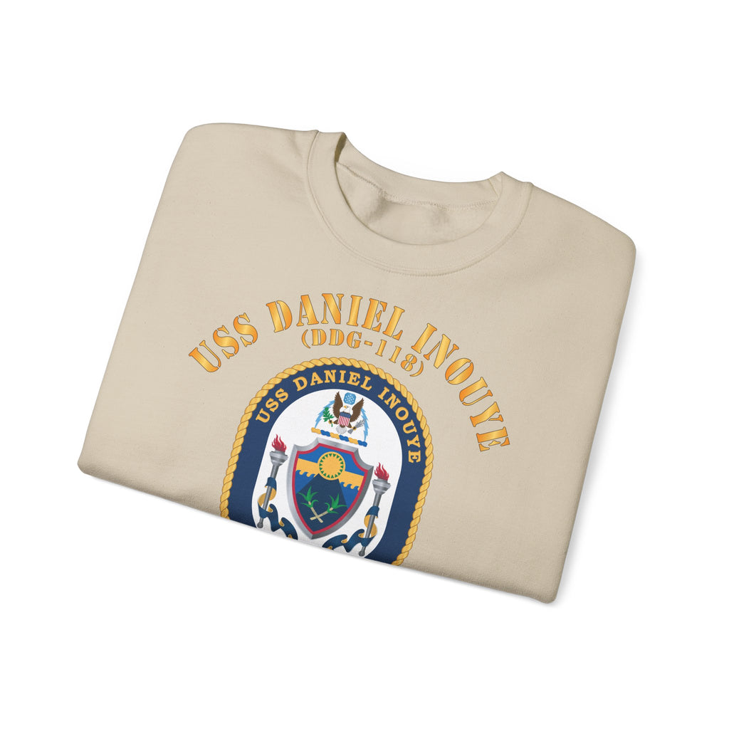 Unisex Heavy Blend™ Crewneck Sweatshirt - Navy - USS Daniel Inouye (DDG-118)