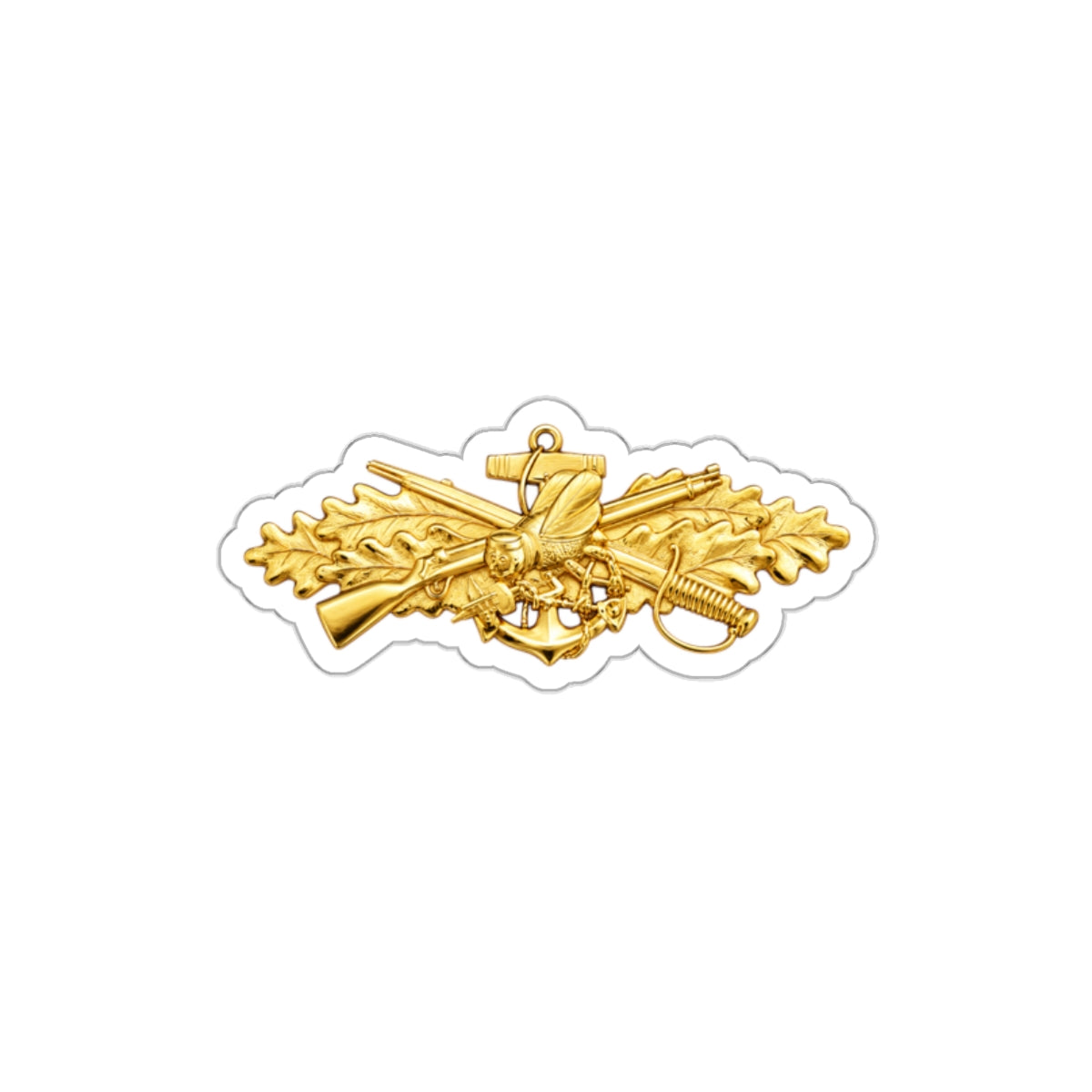 Die-Cut Vinyl Sticker - Navy - Badge - Seabee combat warfare specialist wo txt - Officer - 3D - Enhanced