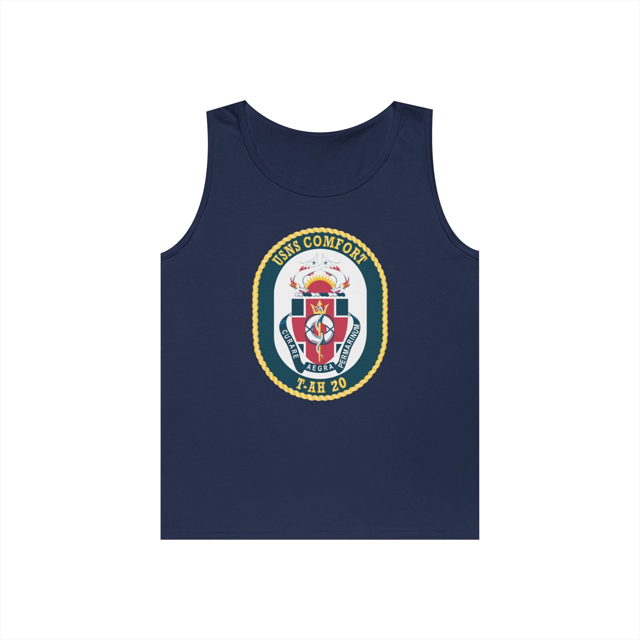 Unisex Heavy Cotton Tank Top - Navy - USNS Comfort (T-AH 20) wo txt