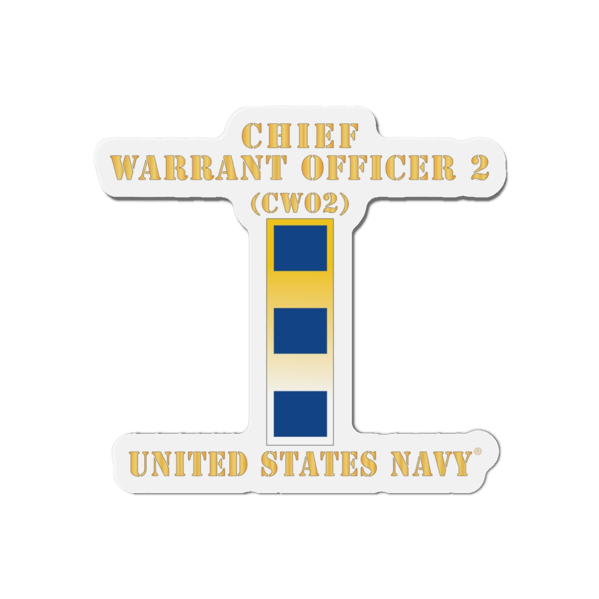 Die-Cut Magnet - Navy - Chief Warrant Officer 2 - CW02