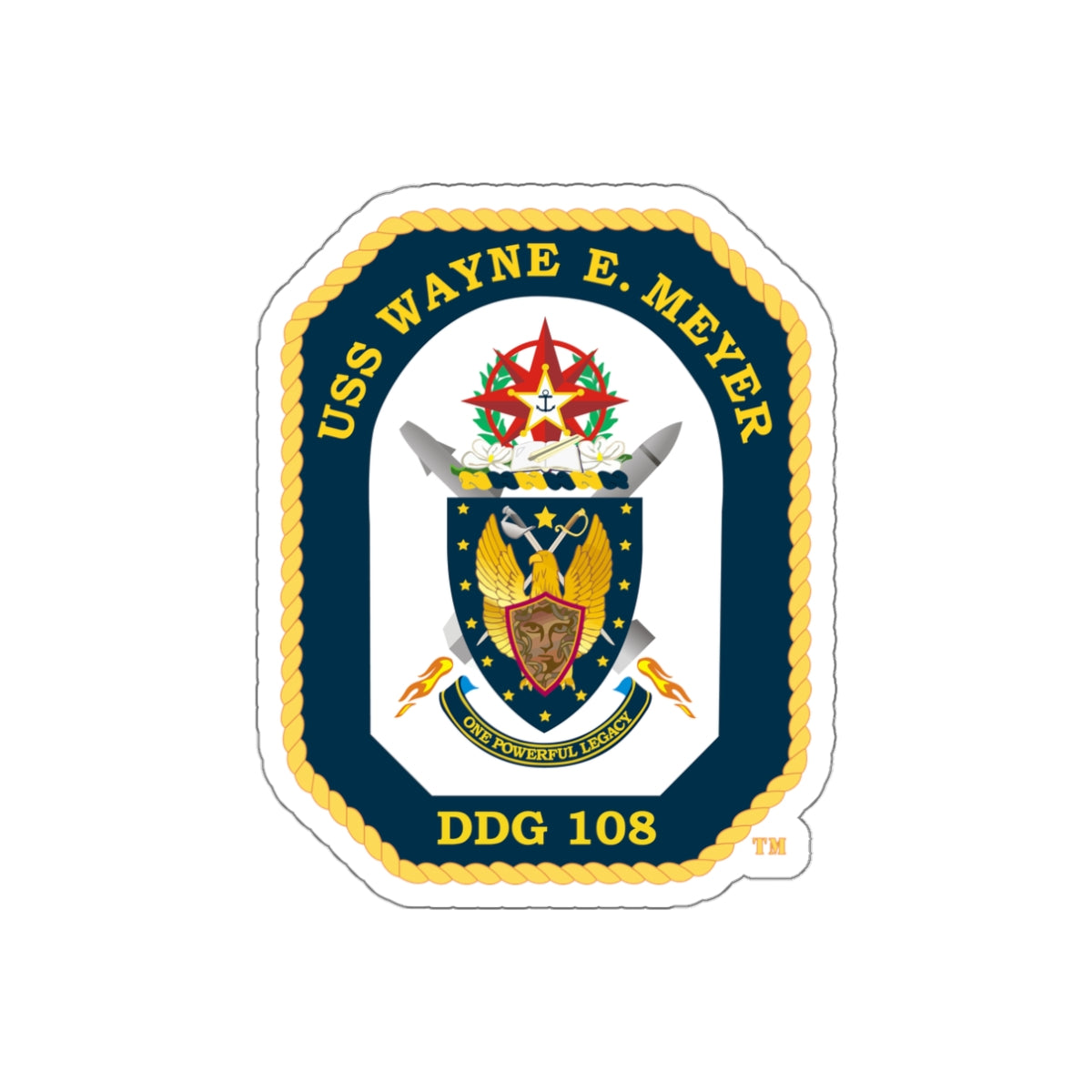 Die-Cut Vinyl Sticker - Navy - USS Wayne E. Meyer (DDG-108) wo txt X 300