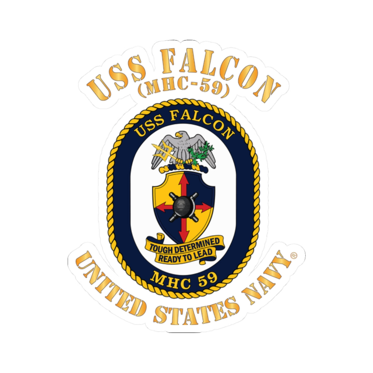 Kiss-Cut Stickers - Navy - USS Falcon (MHC-59)