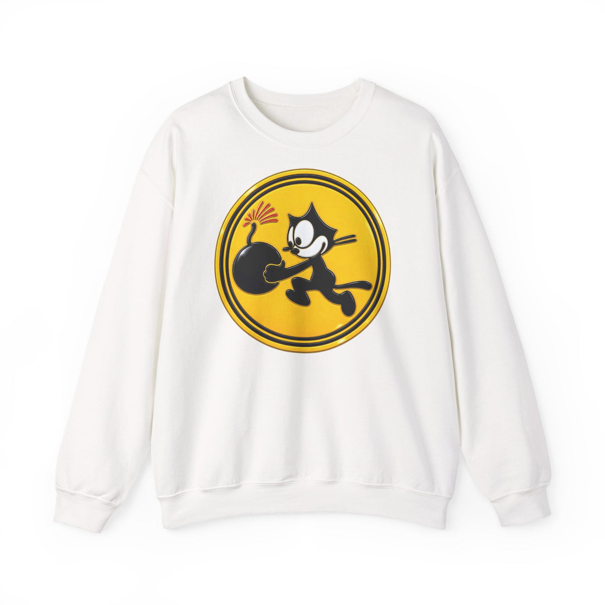 Unisex Heavy Blend™ Crewneck Sweatshirt - NAVY - VF - 3 - WWII Felix Insignia - 3D - Enhanced
