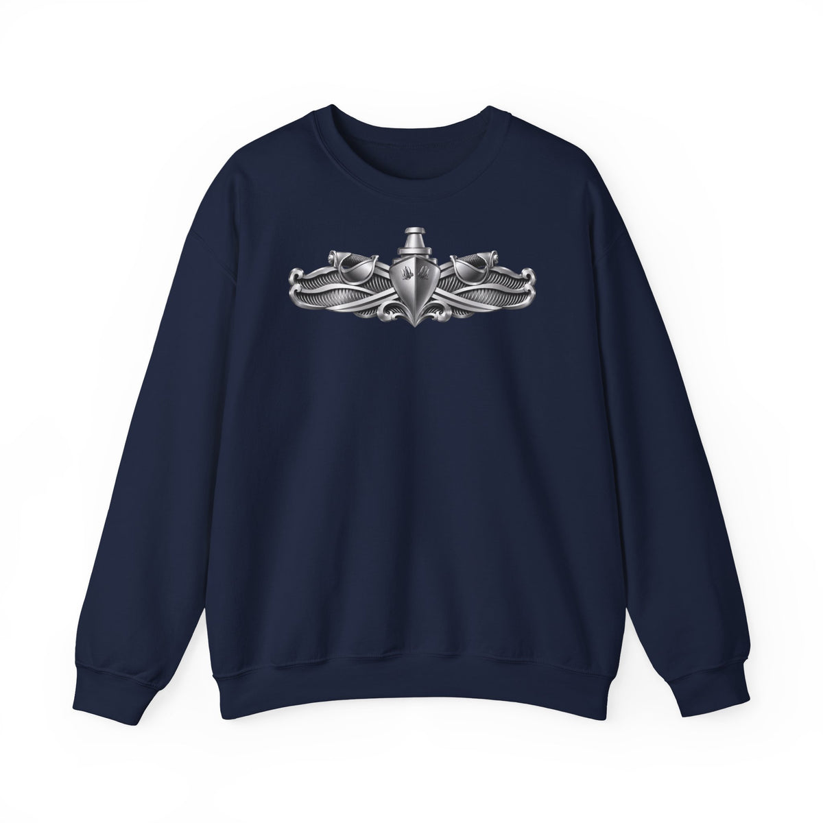 Unisex Heavy Blend™ Crewneck Sweatshirt - Navy - Badge - Enlisted Surface Warfare Specialist (ESWS) wo txt - 3D - Enhanced