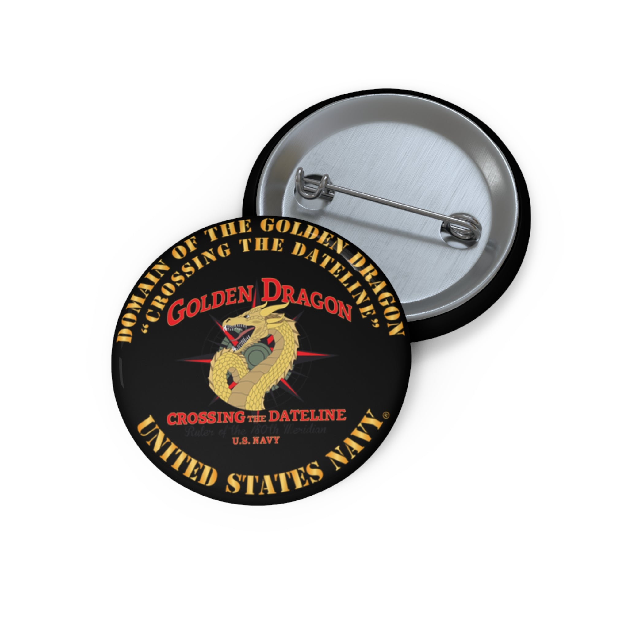 Custom Pin Button - Navy - Domain of the Golden Dragon