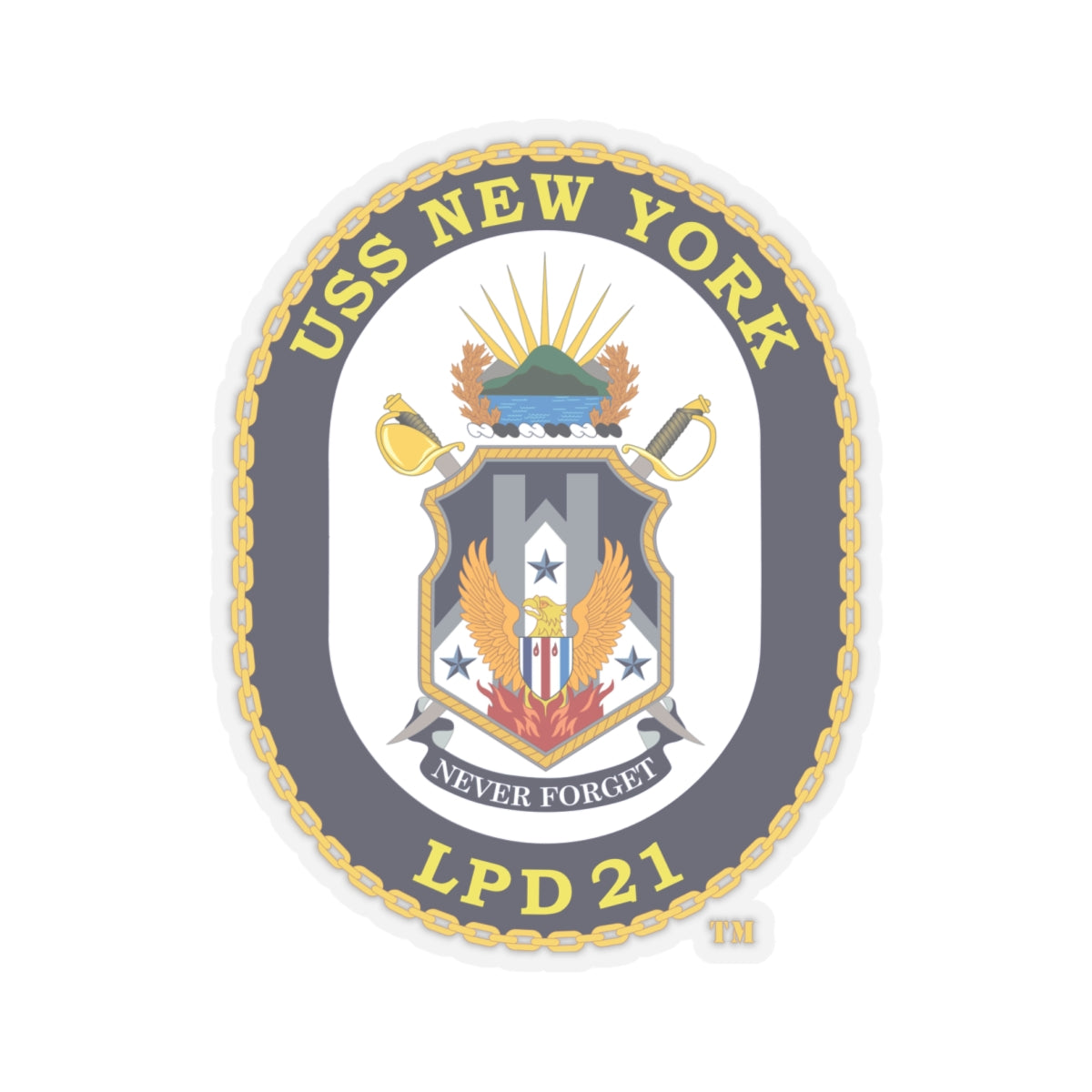 Kiss-Cut Stickers - Navy - USS New York (LPD-21) wo txt