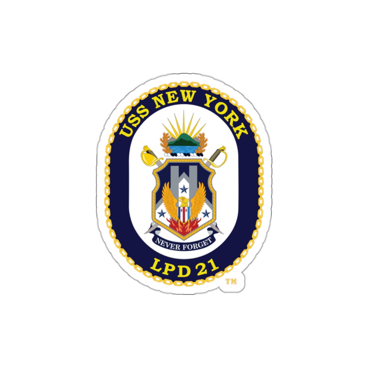 Die-Cut Vinyl Sticker - Navy - USS New York (LPD-21) wo txt