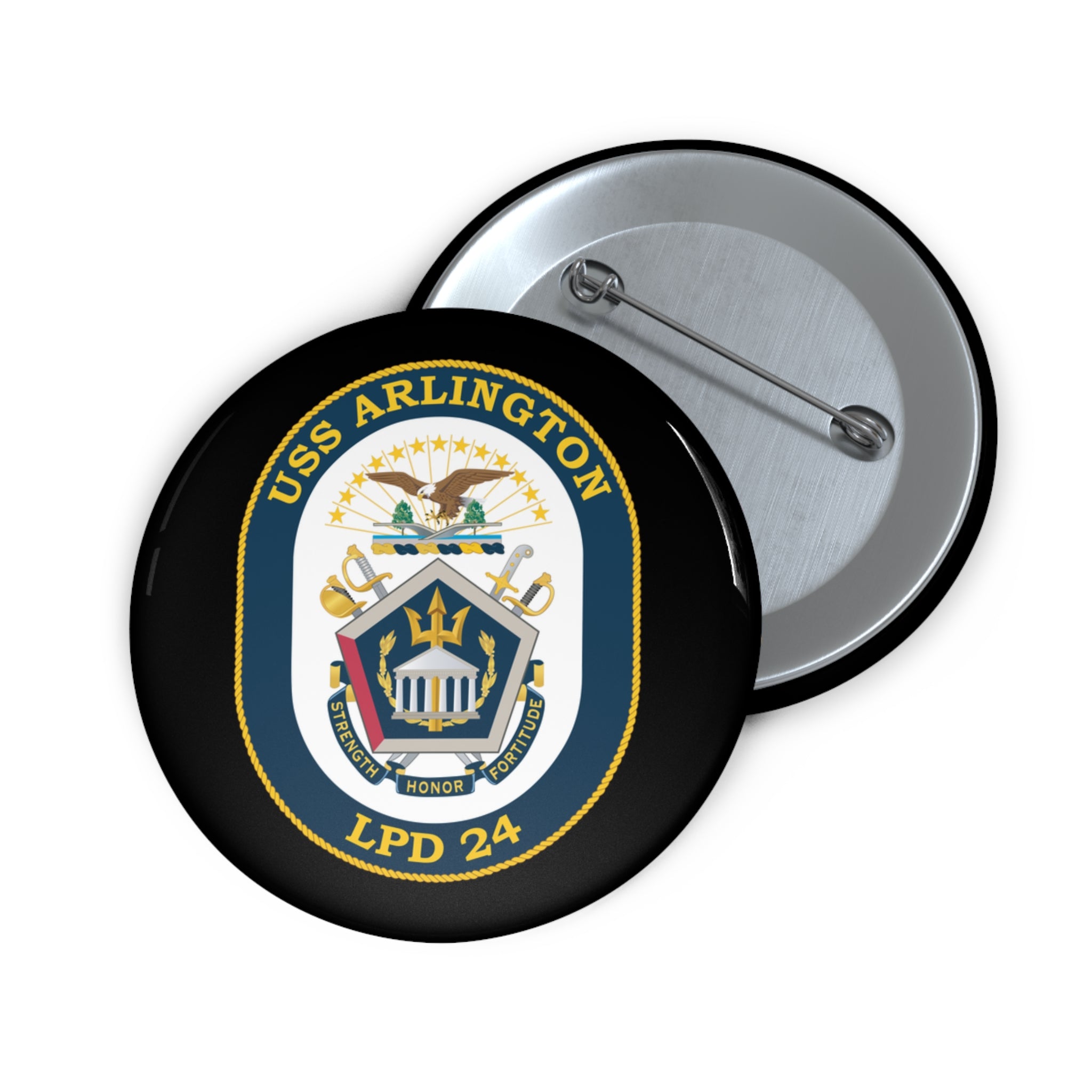 Custom Pin Button - Navy - USS Arlington (LPD-24) wo txt