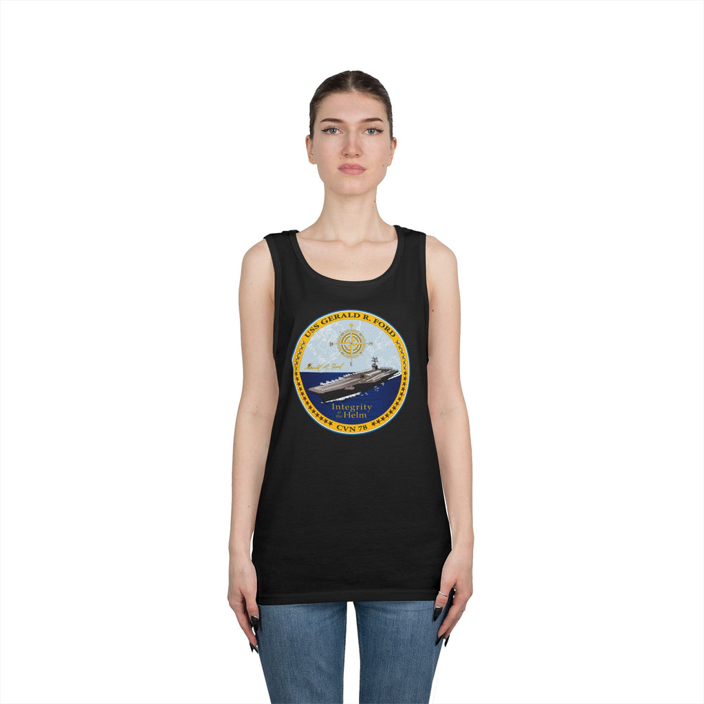 Unisex Heavy Cotton Tank Top - Navy - USS Gerald R. Ford (CVN-78) wo txt