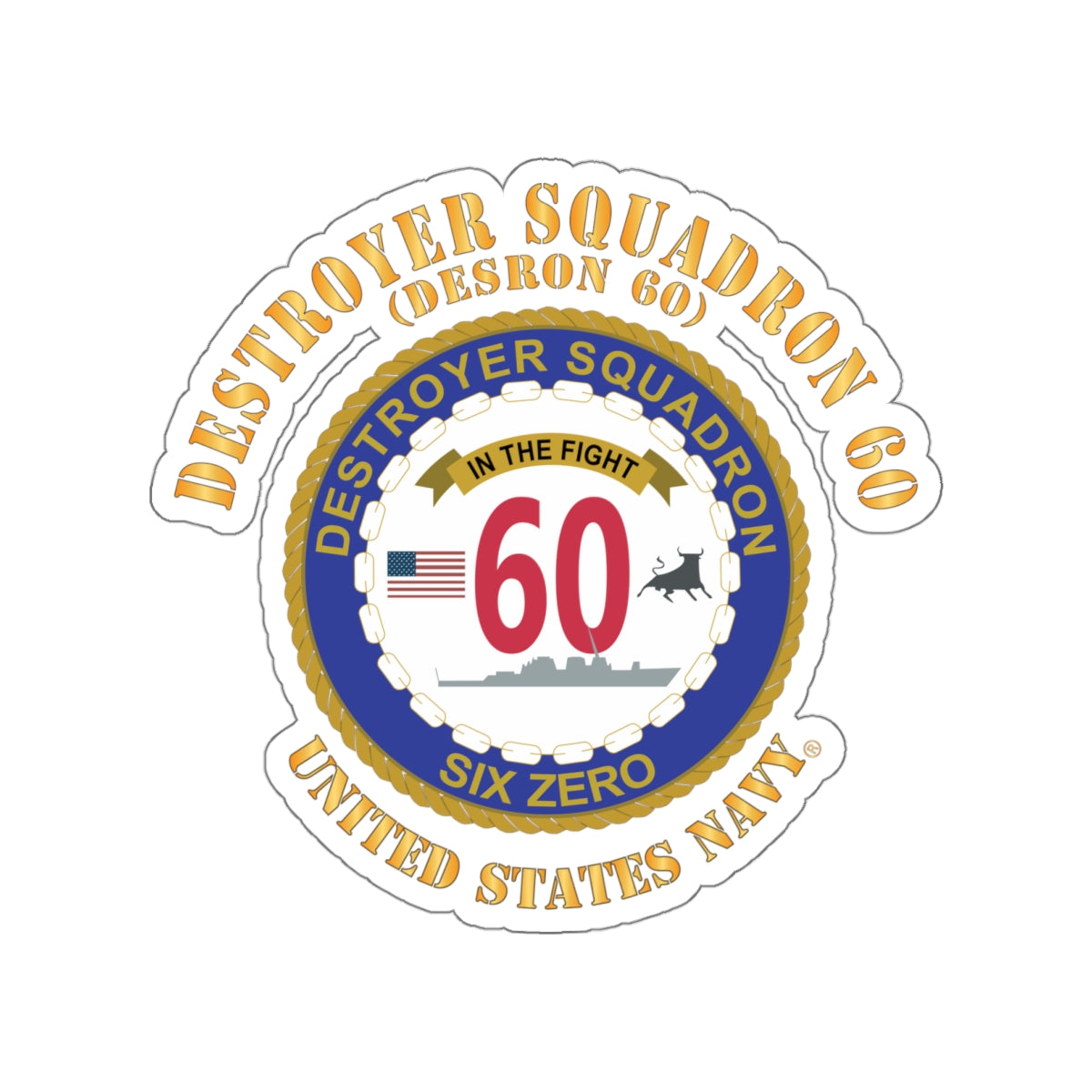 Die-Cut Vinyl Sticker - Navy - Destroyer Squadron 60