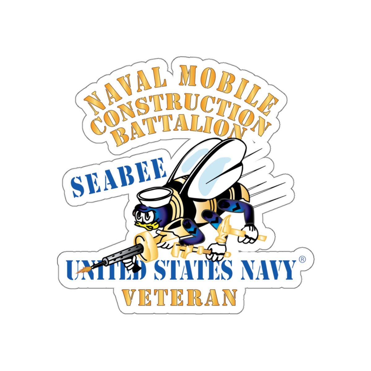Die-Cut Vinyl Sticker - Navy - Seabee - Veteran