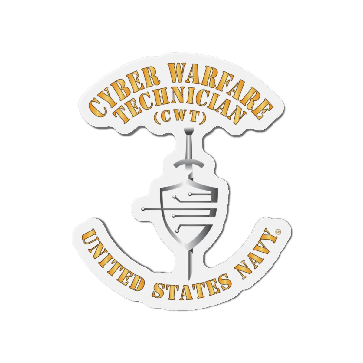 Die-Cut Magnet - Navy - Rate - Cyber Warfare Technician (CWT)