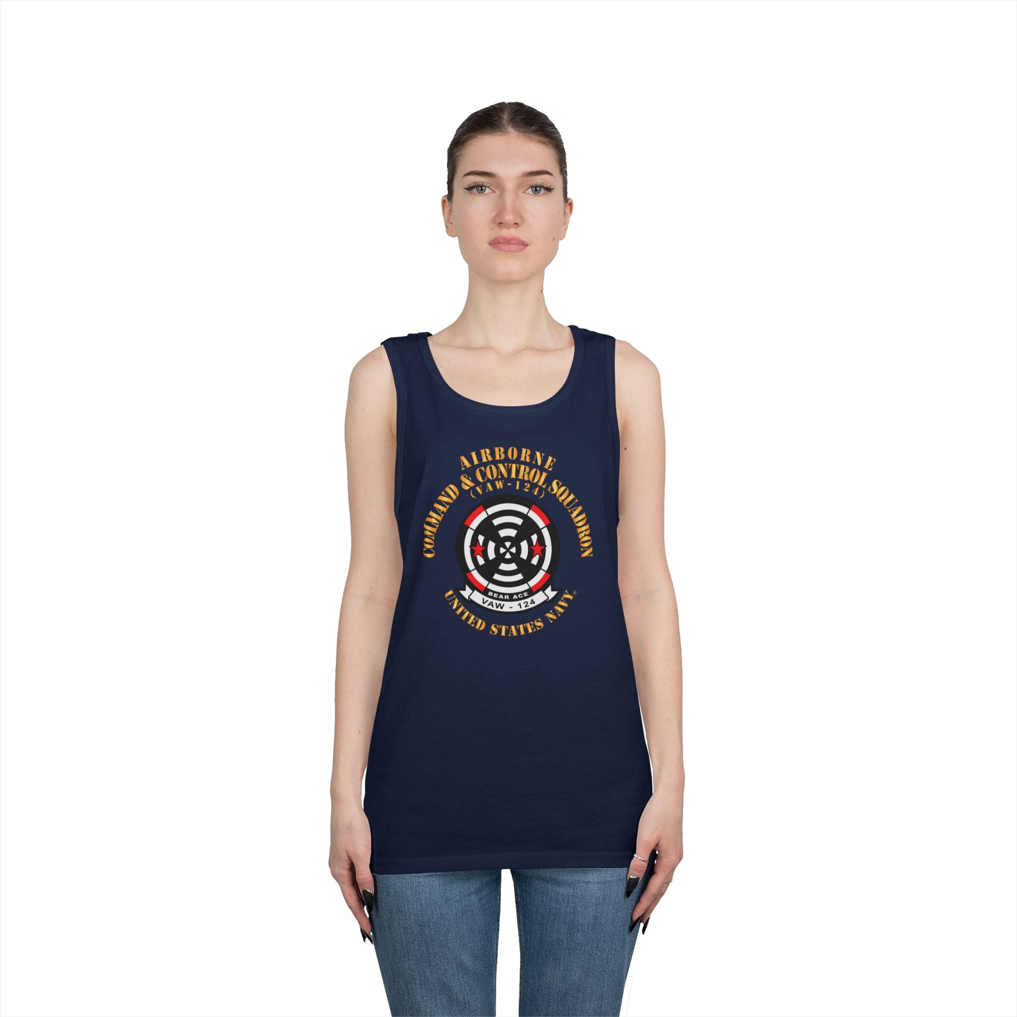 Unisex Heavy Cotton Tank Top - Navy - Airborne Command & Control Squadron 124 (VAW-124)