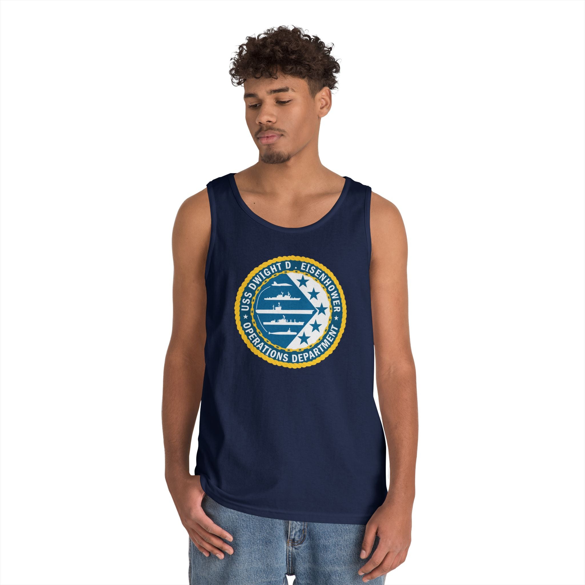 Unisex Heavy Cotton Tank Top - Navy - USS Dwight D. Eisenhower (CVN-69) - Operations Department wo txt