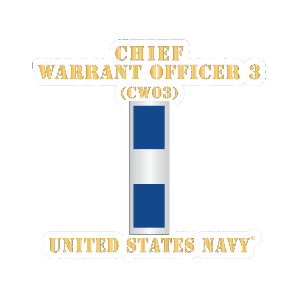 Kiss-Cut Stickers - Navy - Chief Warrant Officer 3 - CW03