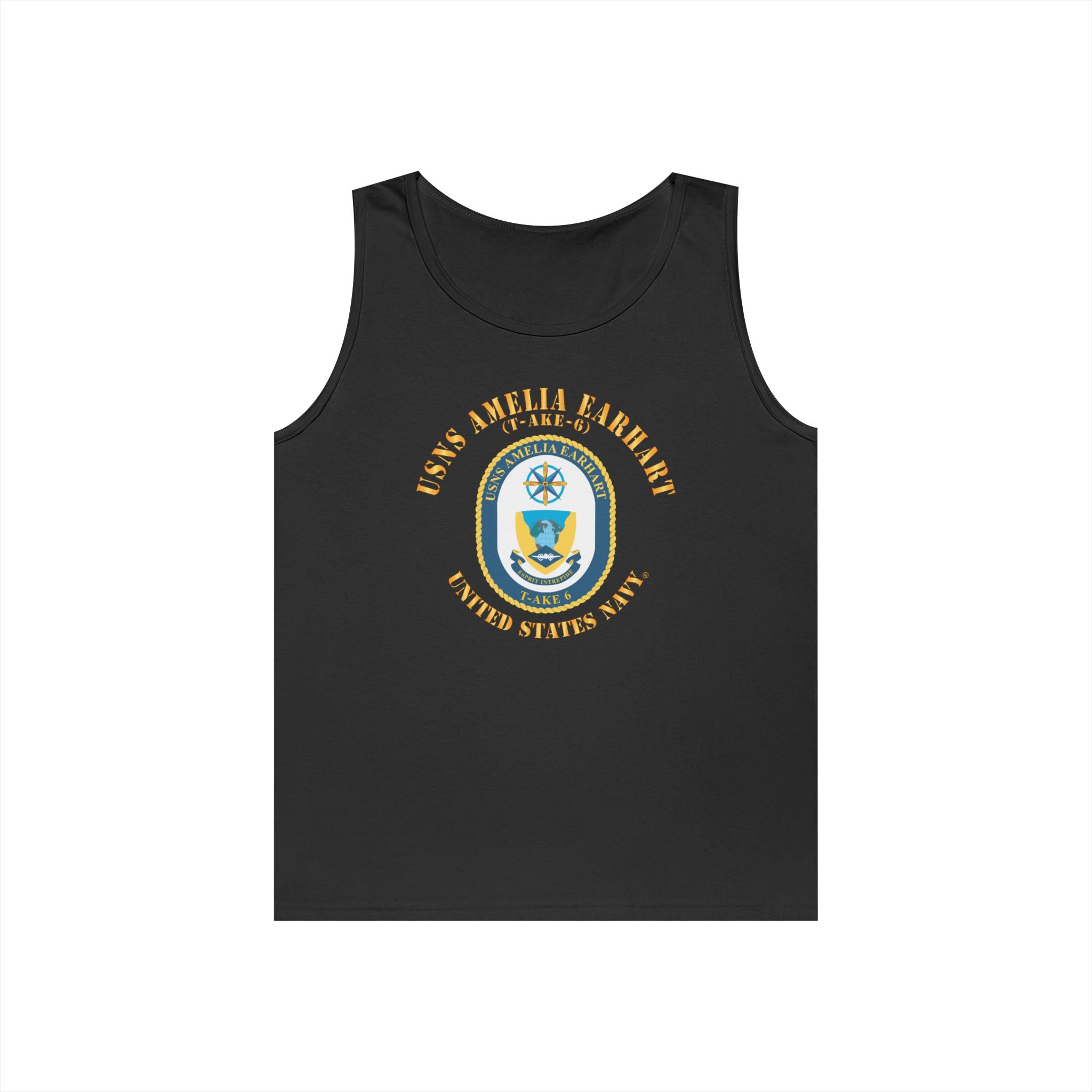 Unisex Heavy Cotton Tank Top - Navy - USNS Amelia Earhart (T-AKE 6)