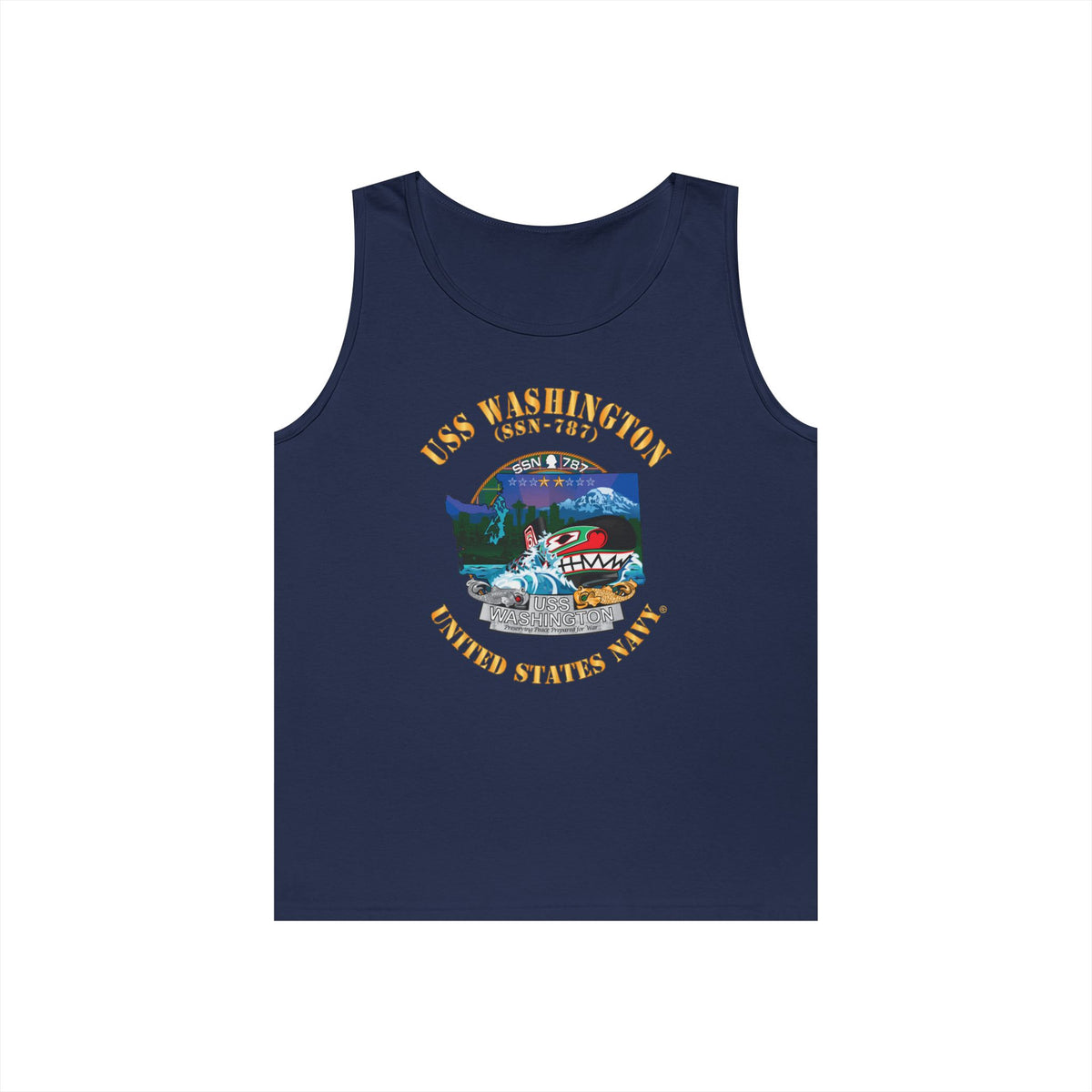 Unisex Heavy Cotton Tank Top - Navy - USS Washington (SSN-787) X 300