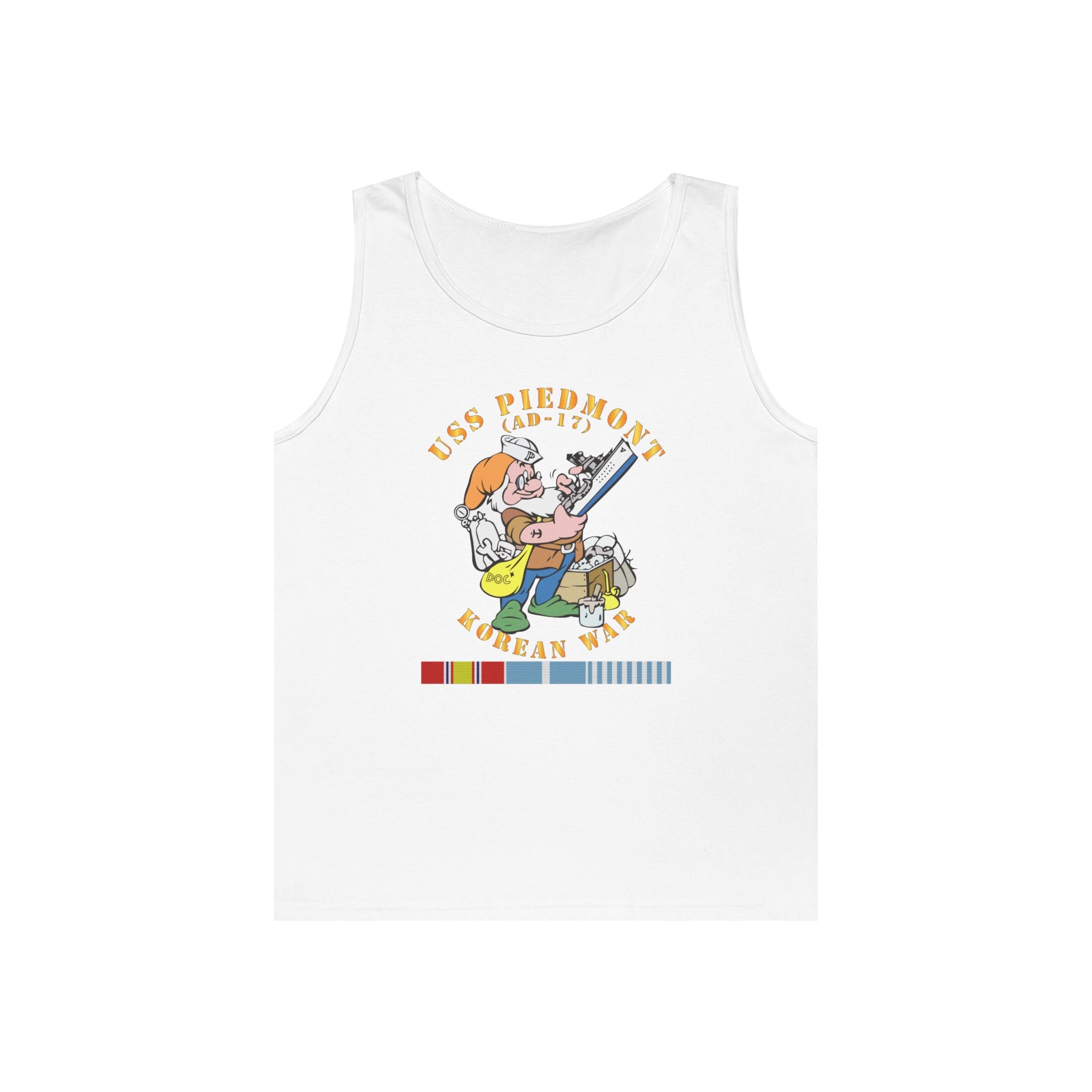 Unisex Heavy Cotton Tank Top - Navy - USS Piedmont (AD-17) w KOREA SVC - Korean War