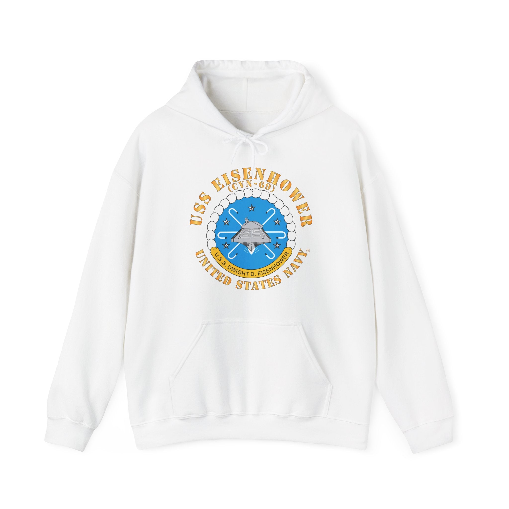 Unisex Heavy Blend™ Hoodies - USS Dwight D. Eisenhower (CVN-69) Crest with Txt