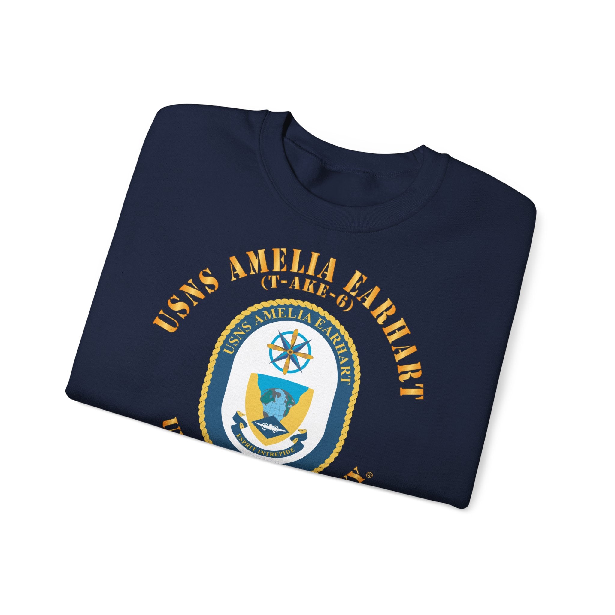 Unisex Heavy Blend™ Crewneck Sweatshirt - Navy - USNS Amelia Earhart (T-AKE 6)