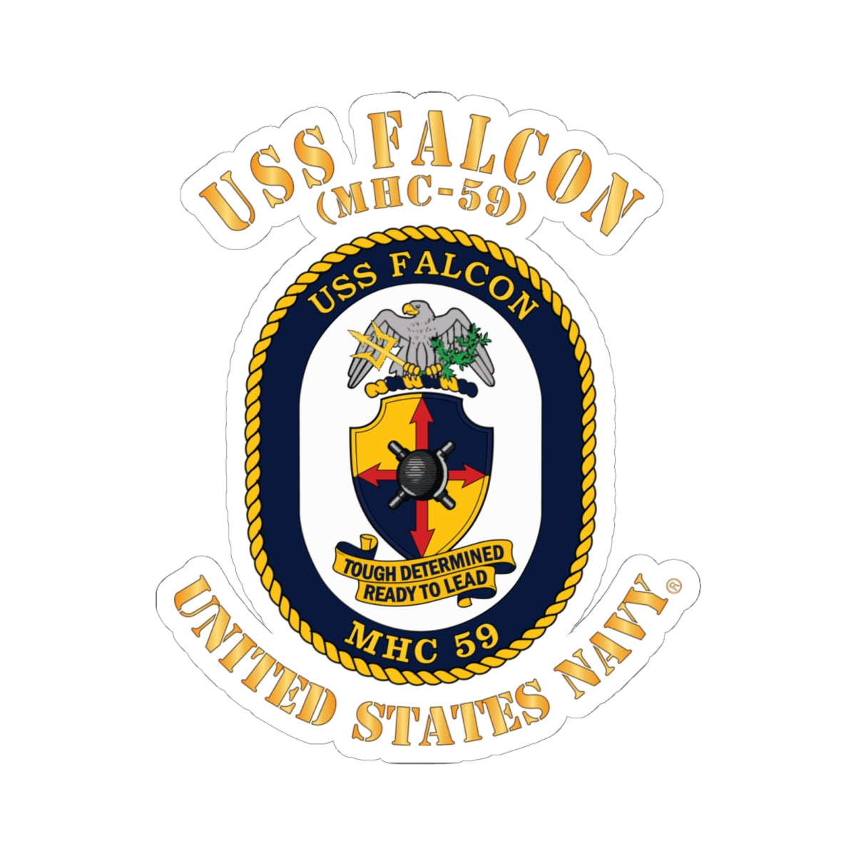Kiss-Cut Stickers - Navy - USS Falcon (MHC-59)