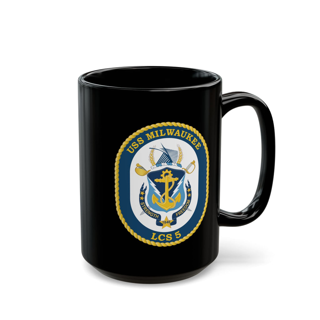 Black Mug (11oz, 15oz) - Navy - USS Milwaukee (LCS-5) wo Txt X 300