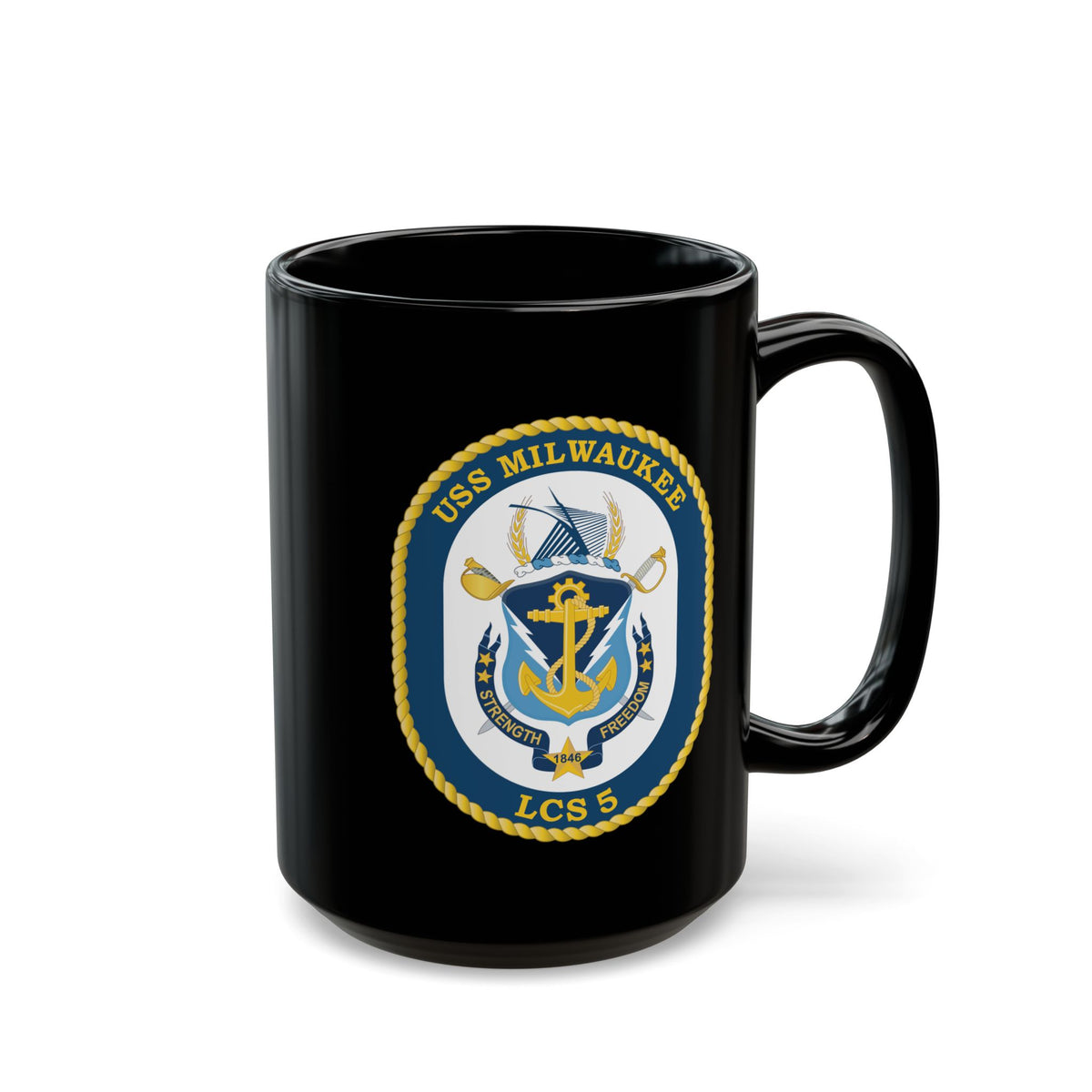 Black Mug (11oz, 15oz) - Navy - USS Milwaukee (LCS-5) wo Txt X 300