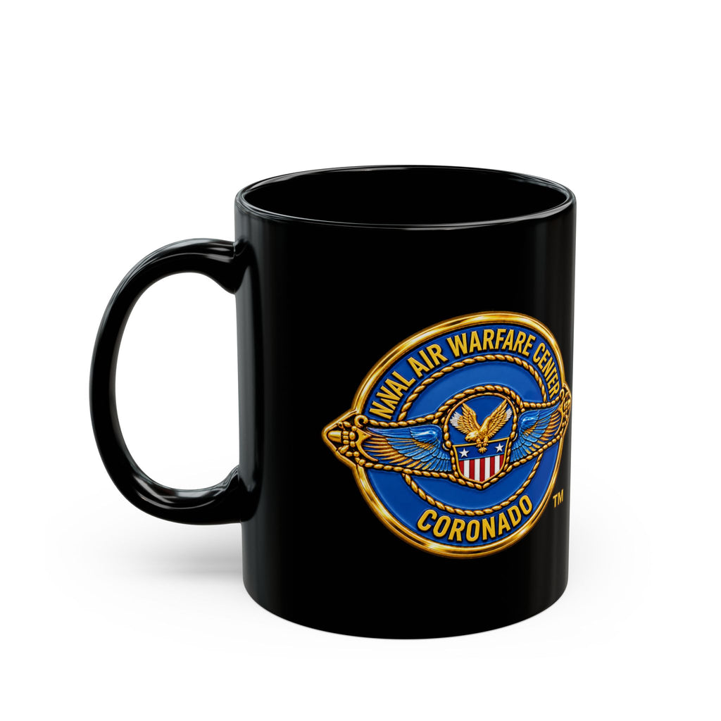 Black Mug (11oz, 15oz) - Navy - Naval Air Warfare Center - Coronado - Crest - 3D - Enhanced