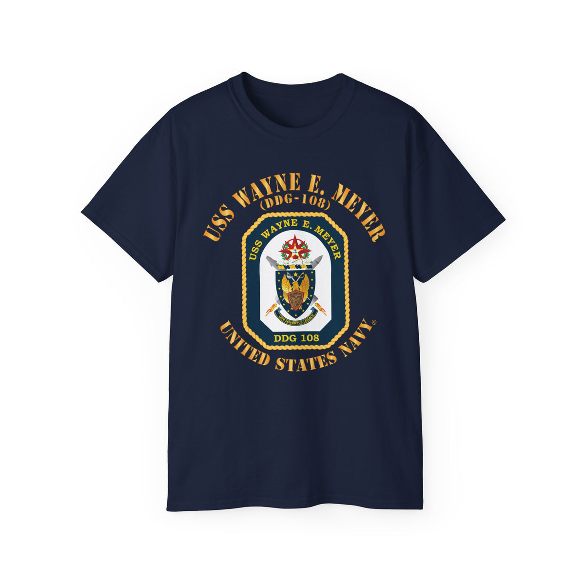 Unisex Ultra Cotton T-Shirt - Navy - USS Wayne E. Meyer (DDG-108) X 300