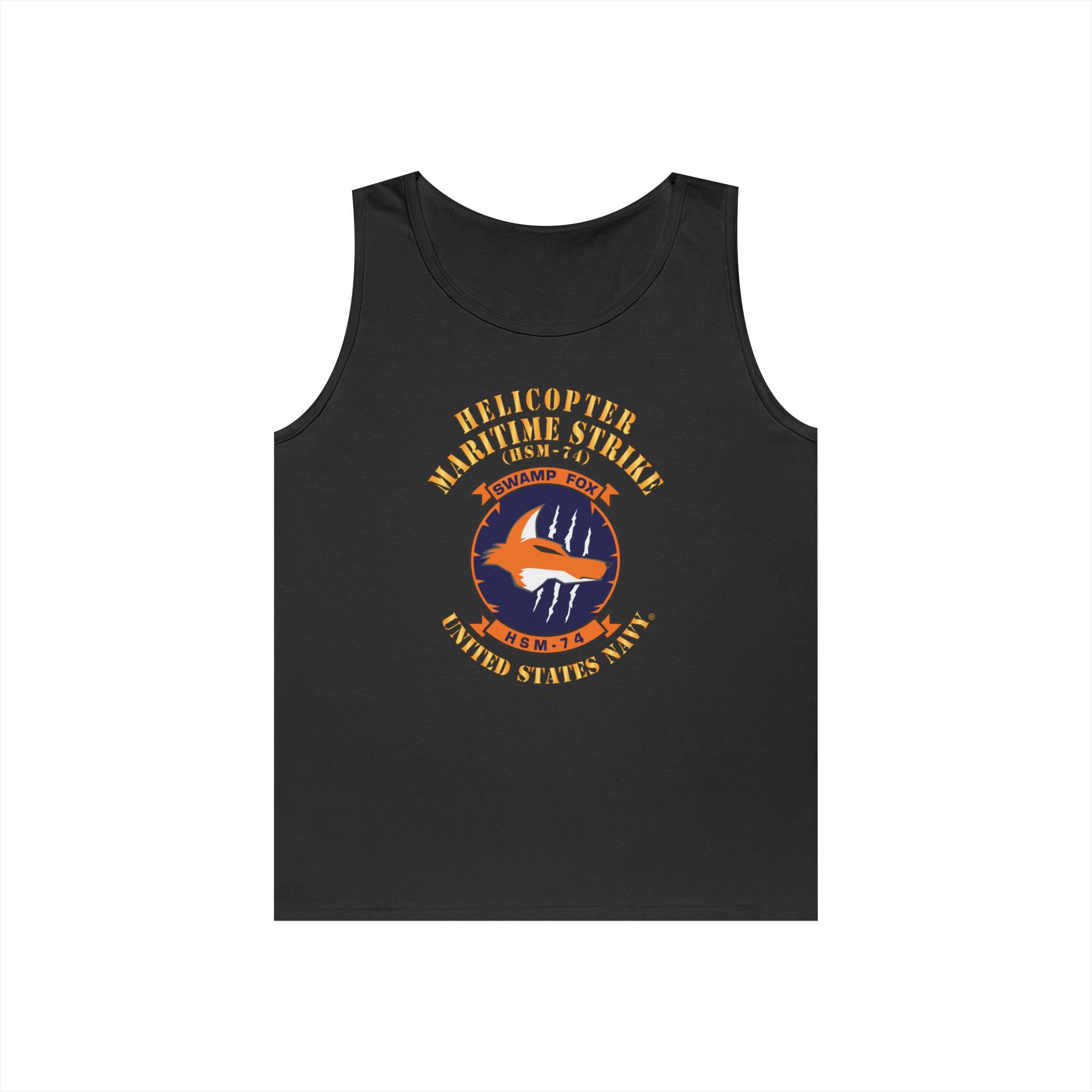 Unisex Heavy Cotton Tank Top - Navy - Helicopter Maritime Strike Seven Four (HSM-74)