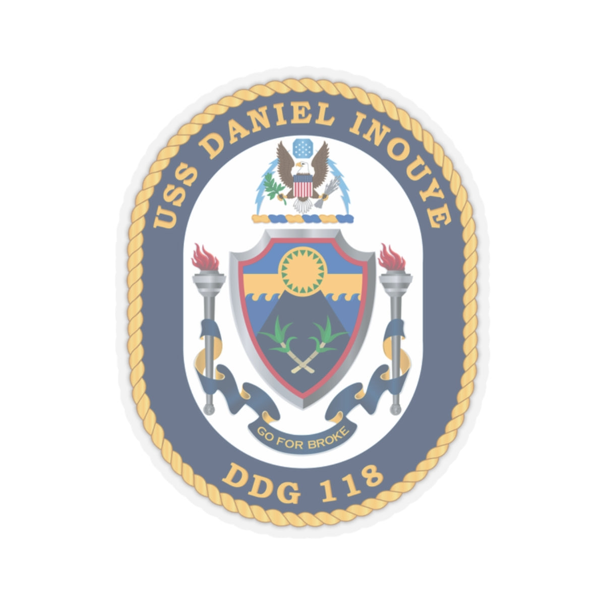 Kiss-Cut Stickers - Navy - USS Daniel Inouye (DDG-118) wo txt