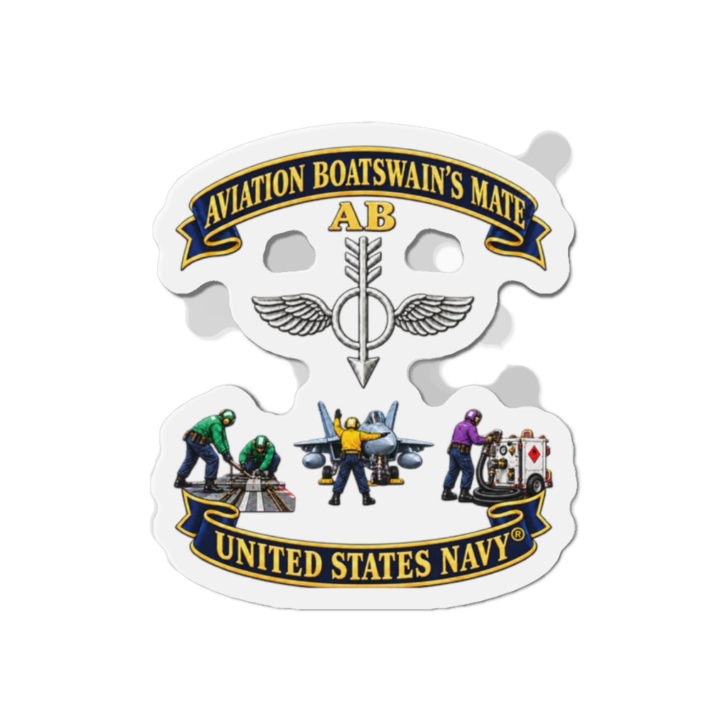 Die-Cut Magnet - Navy - Aviation Boatswains Mate Br with 3 Scene - 3D - Enhanced