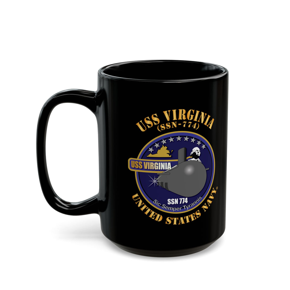Black Mug (11oz, 15oz) - Navy - USS Virginia (SSN-774) X 300